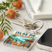 Honduras ISLAS DE ROATAN Retro poster Sleutelhanger (Voorkant Rechts)
