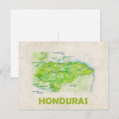Honduras kaart briefkaart (Voorkant / Achterkant)