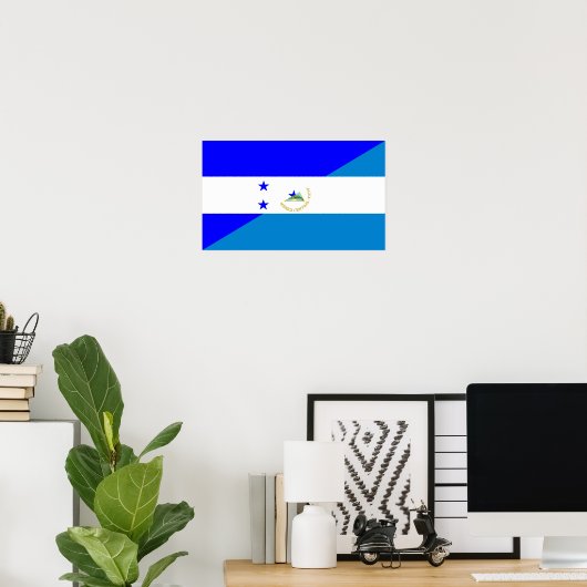 honduras nicaragua - symbool van een half vlaggenl poster (Thuiskantoor)