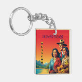  Honduras OLANCHO Retro poster Sleutelhanger (Voorkant Links)