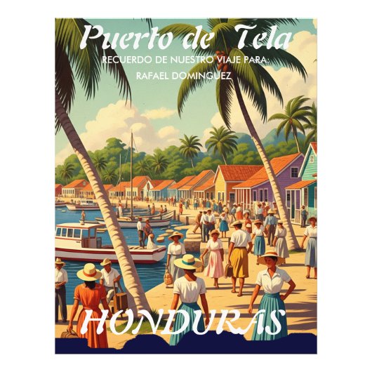  Honduras Puerto Tela Retro poster (Devant)
