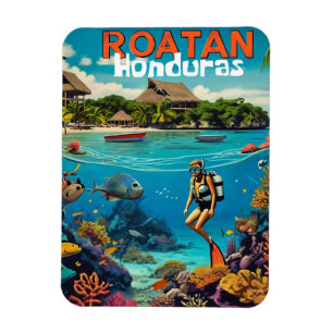 Honduras Roatan Travel  Retro Poster Magneet