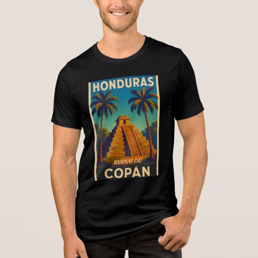  Honduras Ruinas de Copán Retro poster Tri-Blend Shirt (Voorkant)