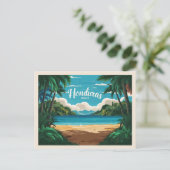 Honduras strand Retro Reizen Briefkaart (Staand voorkant)