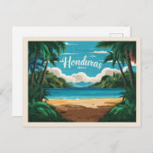 Honduras strand Retro Reizen Briefkaart (Voorkant / Achterkant)