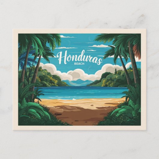 Honduras strand Retro Reizen Briefkaart (Voorkant)