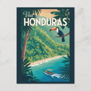 Honduras Toekan Illustratie Reis Kunst Vintage Briefkaart