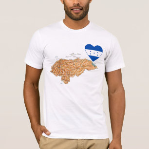 Honduras Vlag Hart en Landkaart T-Shirt