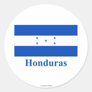 Honduras Vlag met Naam Ronde Sticker
