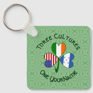 Hondurees Iers Amerikaanse Vlag Shamrock Persoonli Sleutelhanger