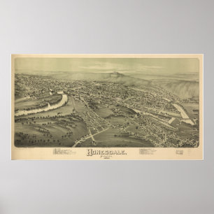 Honesdale Pennsylvania 1890 Antiek Panorama Poster