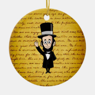 Honest Abe en Zijne Gettysburg Adres Keramisch Ornament