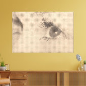Honest Black&Salmon Halftone Effect Vrouw Glance Canvas Afdruk (Insitu (Woonkamer))