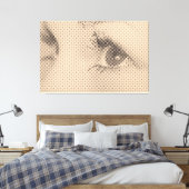 Honest Black&Salmon Halftone Effect Vrouw Glance Canvas Afdruk (Insitu (Slaapkamer))