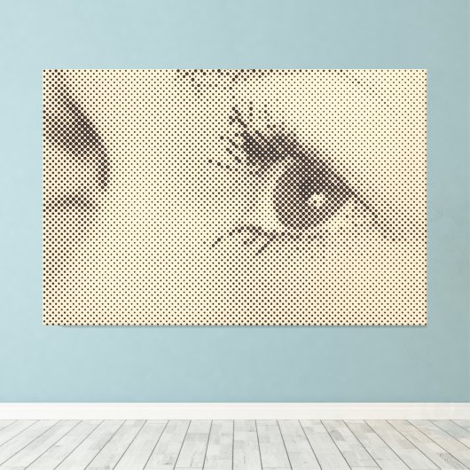 Honest Black&Salmon Halftone Effect Vrouw Glance Canvas Afdruk (Insitu (Houten vloer))