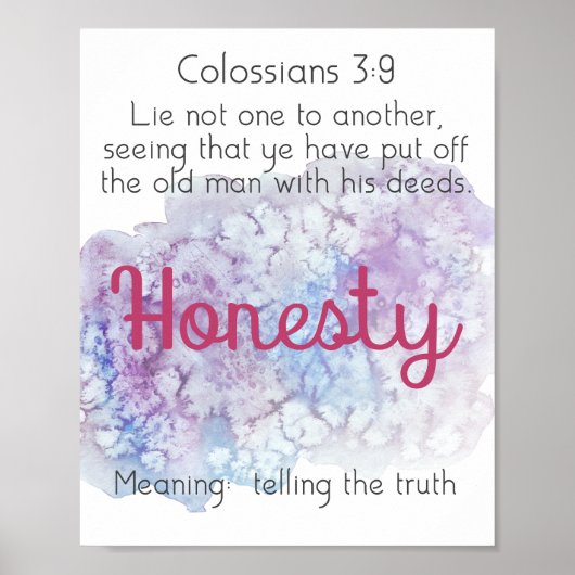 Honesty Character Trait Poster (Devant)