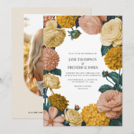 Honey Amber, Caramel Rose & Soft Marzipan Wedding Kaart