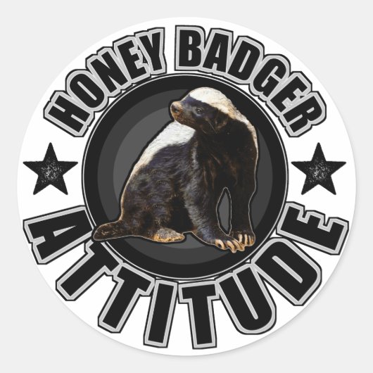 Honey Badger ATTITUDE - Rond design Ronde Sticker (Voorkant)