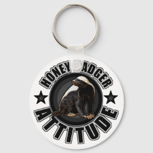 Honey Badger ATTITUDE - Rond design Sleutelhanger