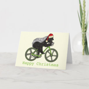 Honey Badger Cycling Funny Badass Festive Cyclist Kaart