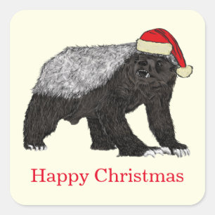 Honey Badger Funny Festive Badass kerstslogan Vierkante Sticker
