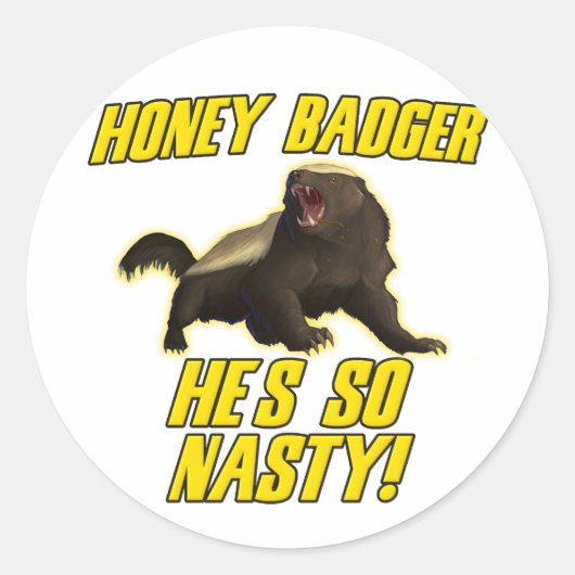 Honey Badger Hij is zo onnozel Ronde Sticker (Voorkant)