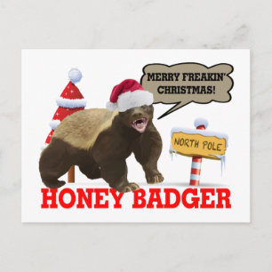 Honey Badger Merry Freakin 'Christmas Feestdagenkaart