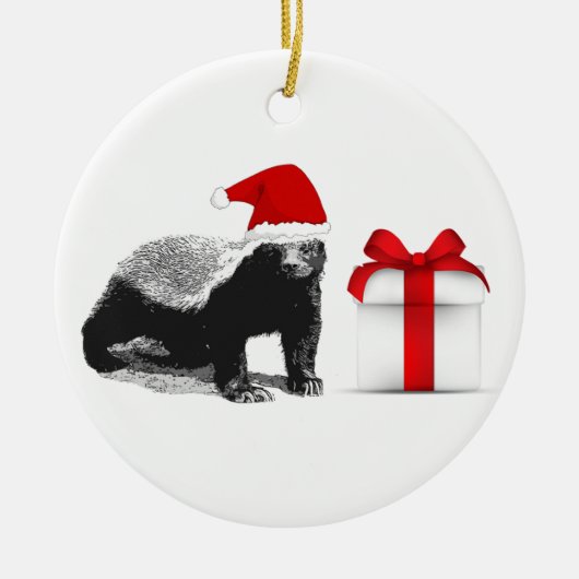 Honey Badger Merry Kerstry Keramisch Ornament (Voorkant)