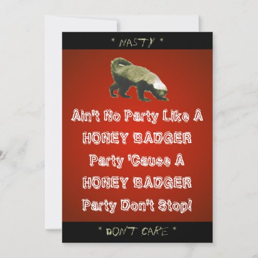 Honey Badger Theme Party Aangepaste Uitnodiging (Voorkant)