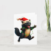 Honey Badger Tree Xmas Lights Santa Honey Badger C Kaart (Voorkant)
