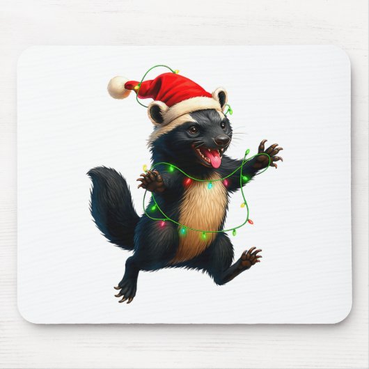 Honey Badger Tree Xmas Lights Santa Honey Badger C Muismat (Voorkant)