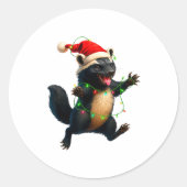 Honey Badger Tree Xmas Lights Santa Honey Badger C Ronde Sticker (Voorkant)