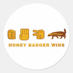 Honey Badger Wins - () Rock Paper Scissor Ronde Sticker