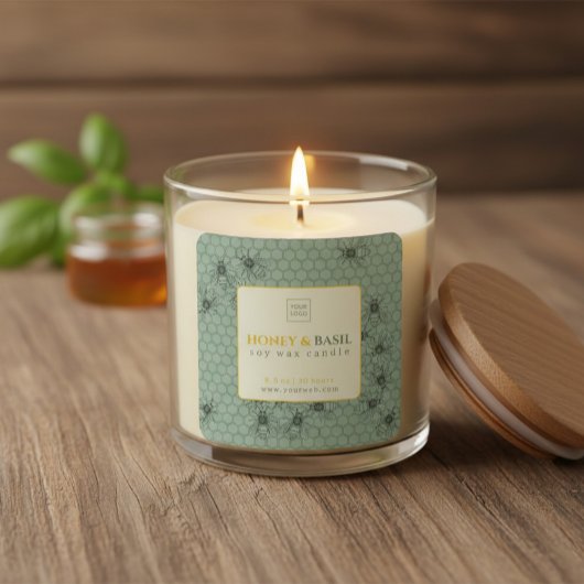 Honey & Basil Personalized Soy Wax Candle Label