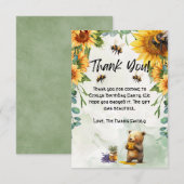 Honey Bear Anniversaire Fête Merci Cartes (Devant / Derrière)