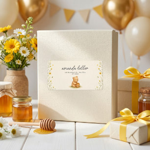 Honey Bear Bloemige Baby Verjaardag Etiket