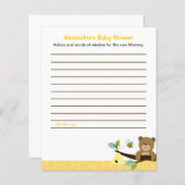 Honey Bear Custom Flyer Baby shower Conseils Carte (Devant / Derrière)