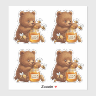 Honey Bear en Bijen op maat gesneden vinyl Sticker