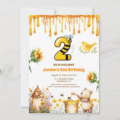 Honey Bear Invitation de fête du 2e anniversaire (Devant)