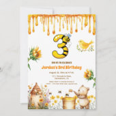 Honey Bear Invitation de fête du 3e anniversaire (Devant)
