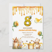 Honey Bear Invitation de fête du 8e anniversaire (Devant)