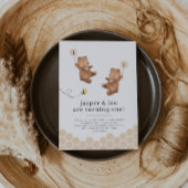 Honey Bear Twins First Bee day Invitation