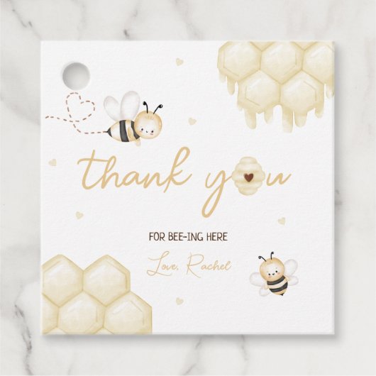 Honey Bee 1e verjaardag Bedankjes Labels (Voorkant)