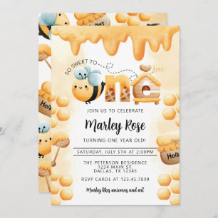 Honey Bee 1er Anniversaire Fête Invitation