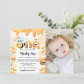 Honey Bee 1er Anniversaire Fête Photo Invitation (Debout devant)