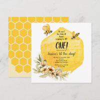 Honey Bee 1er Birthday Party Invitation Girl