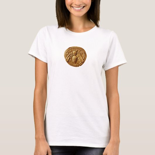 HONEY BEE Antiek Grieks Munt T-shirt (Voorkant)