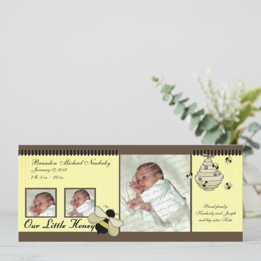 Honey Bee Baby Geboorteaankondiging Aankondiging (Staand voorkant)