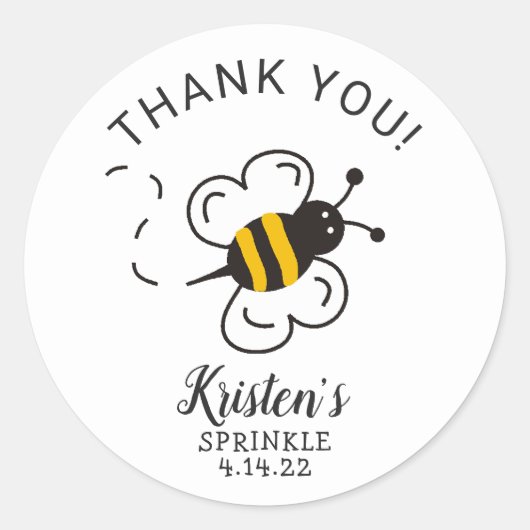 Honey Bee Baby Shower bedank sticker (Voorkant)