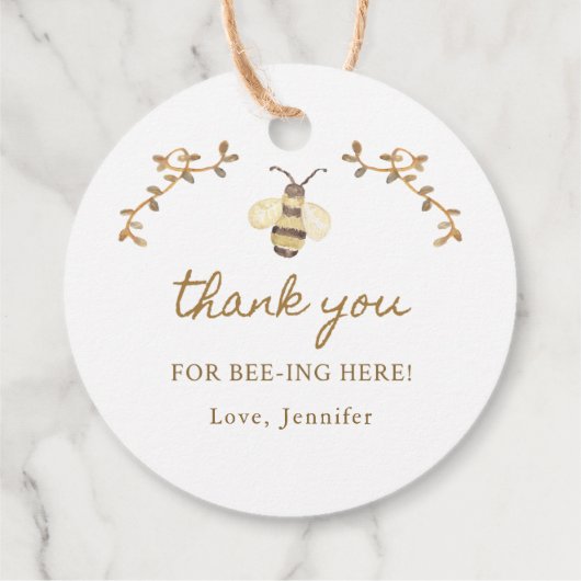 Honey Bee Baby shower Bee Dank u Bedankjes Labels (Achterkant)